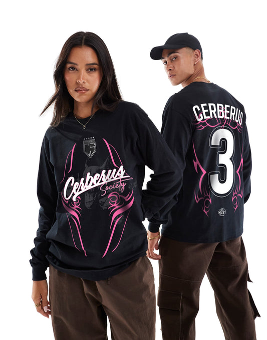 Cerberus Keeper Front And Back Print Longsleeve T-Shirt