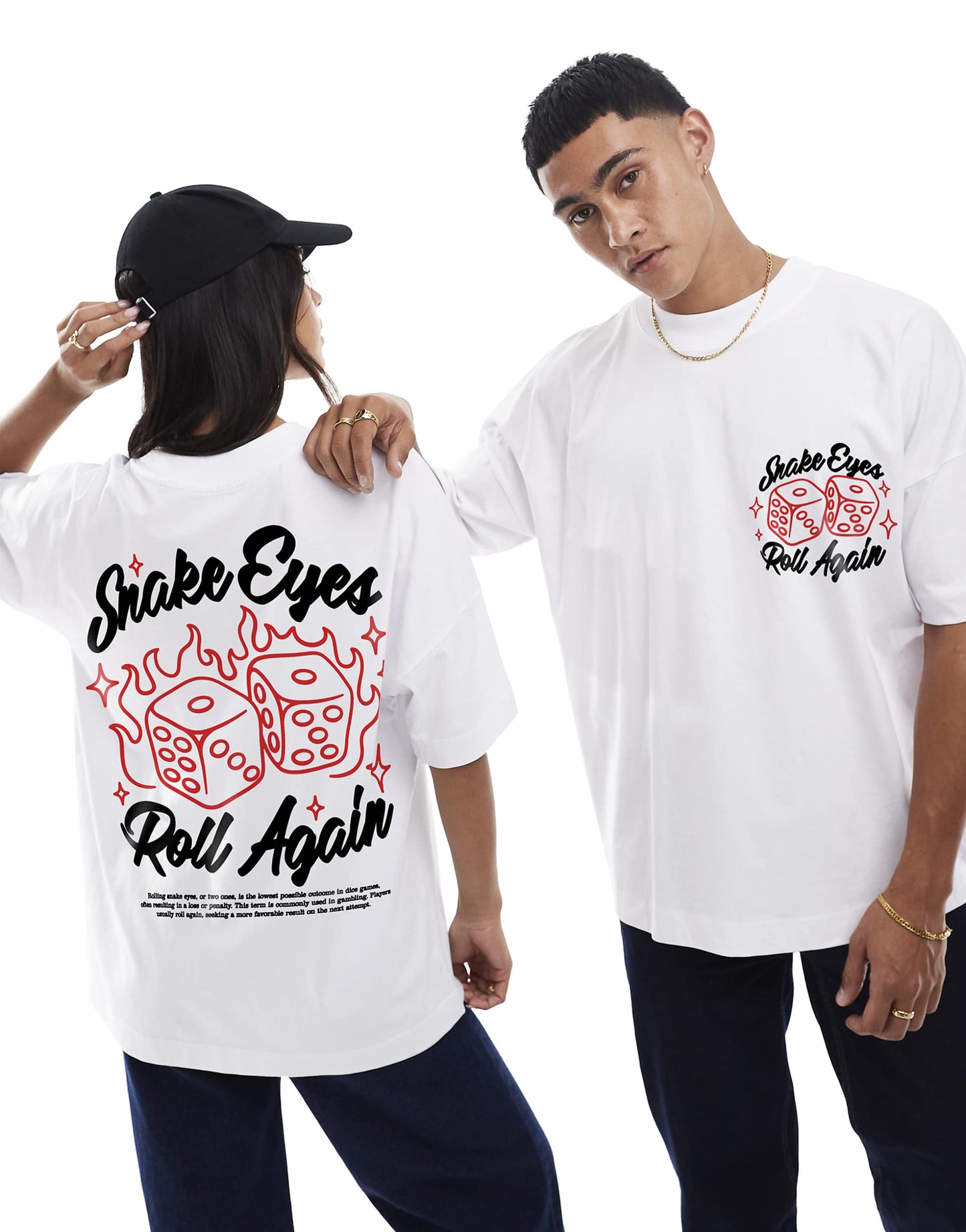 Snake Eyes Front And Back Print Oversized T-Shirt