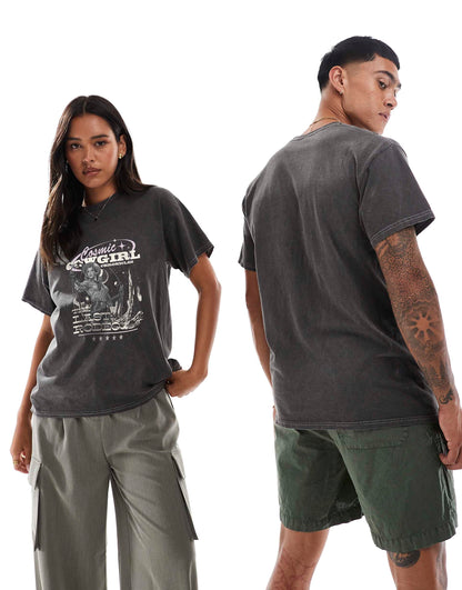 Cosmic Cowgirl Front Print Washed T-Shirt