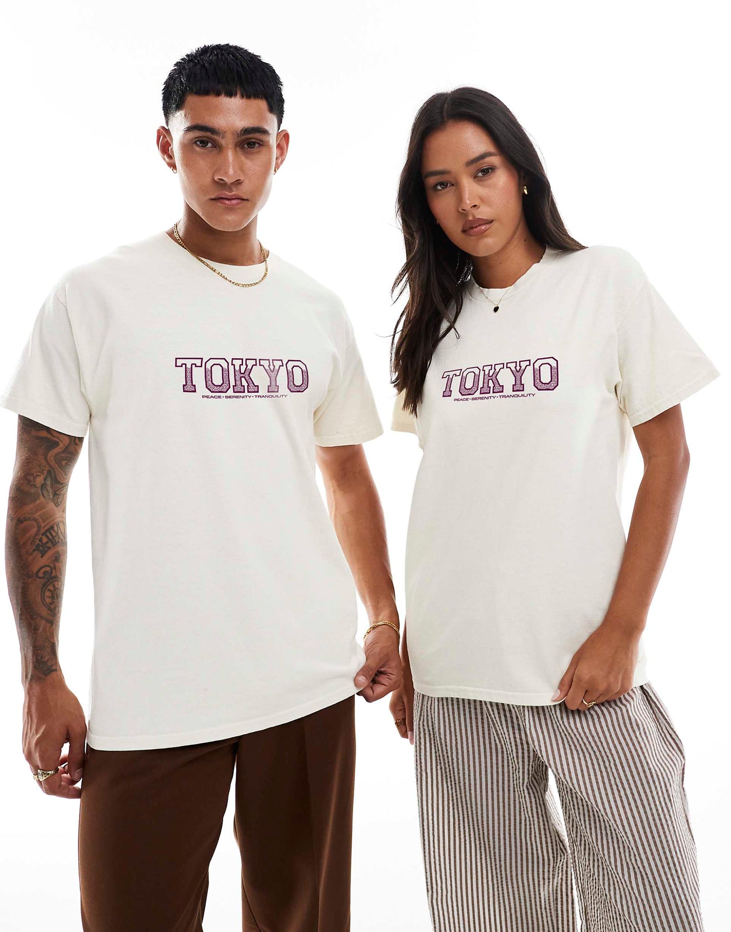 Tokyo Crane Front And Back Print Washed T-Shirt