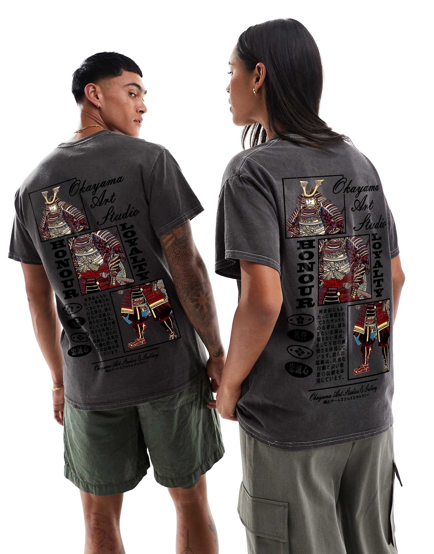 Okayama Art Studio Front And Back Print Washed T-Shirt