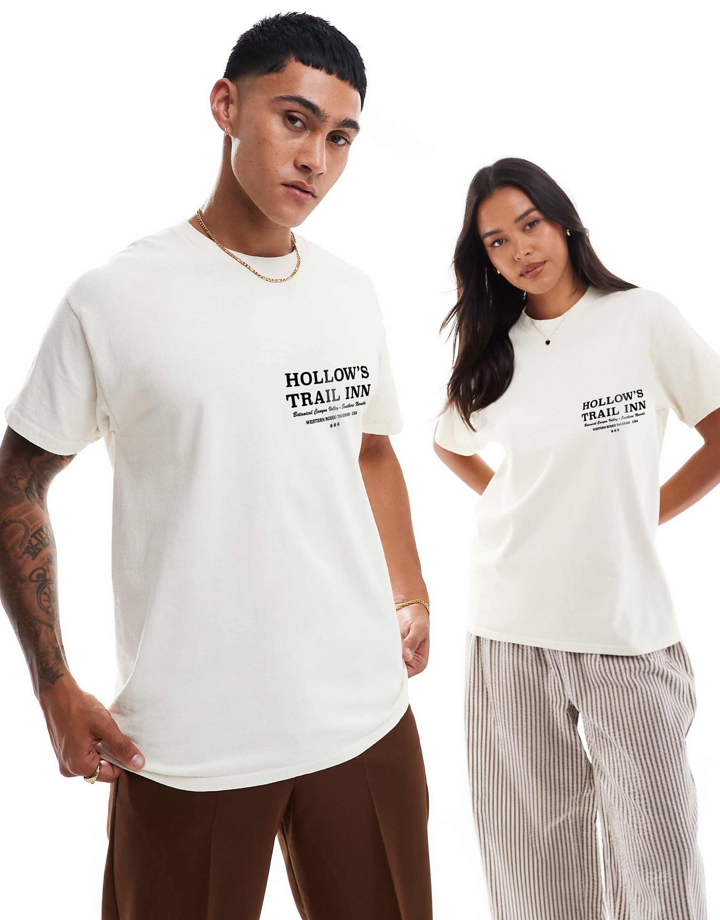 Hollow'S Trail Inn Front And Back Print Washed T-Shirt