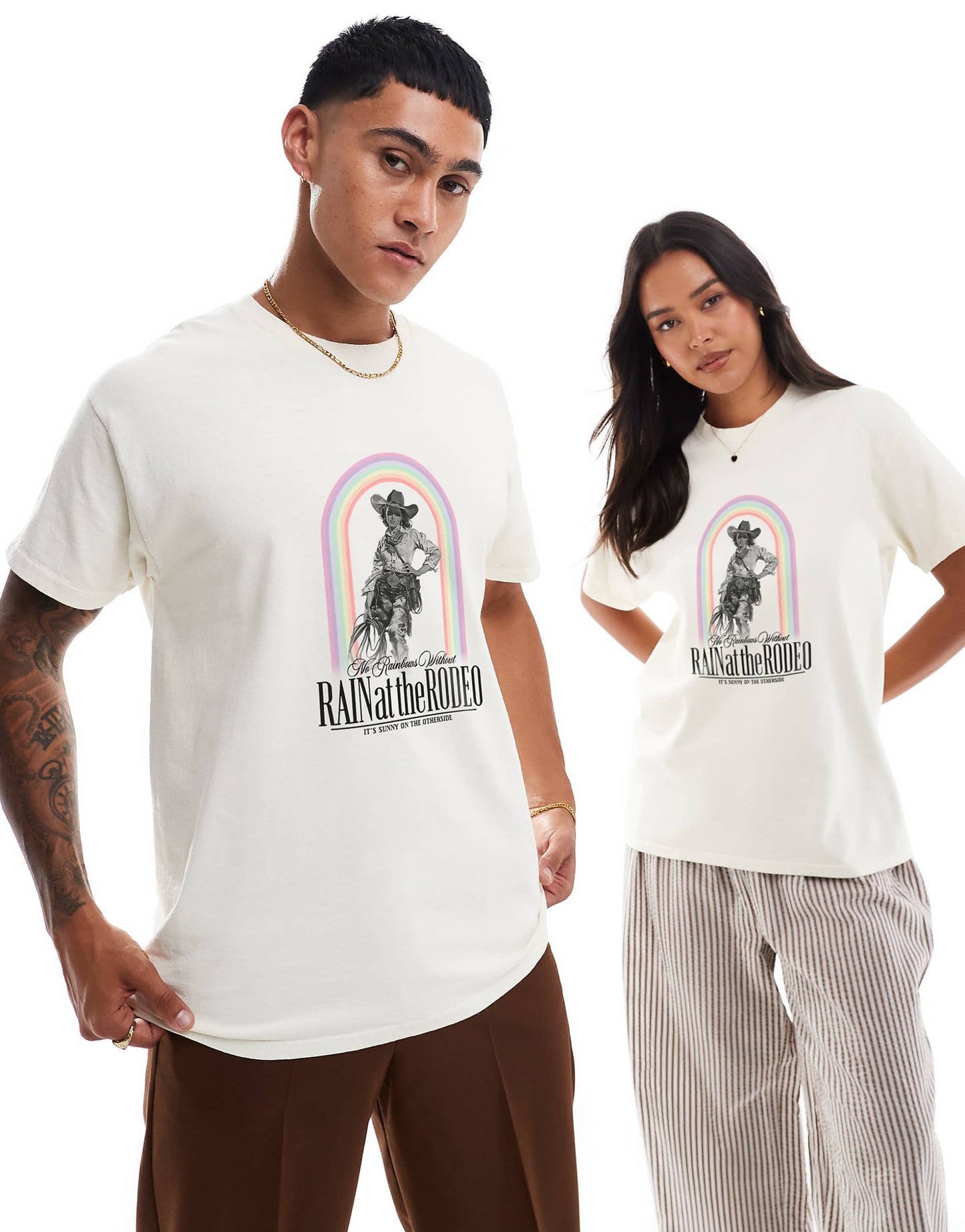 Rain At The Rodeo Front Print Washed T-Shirt