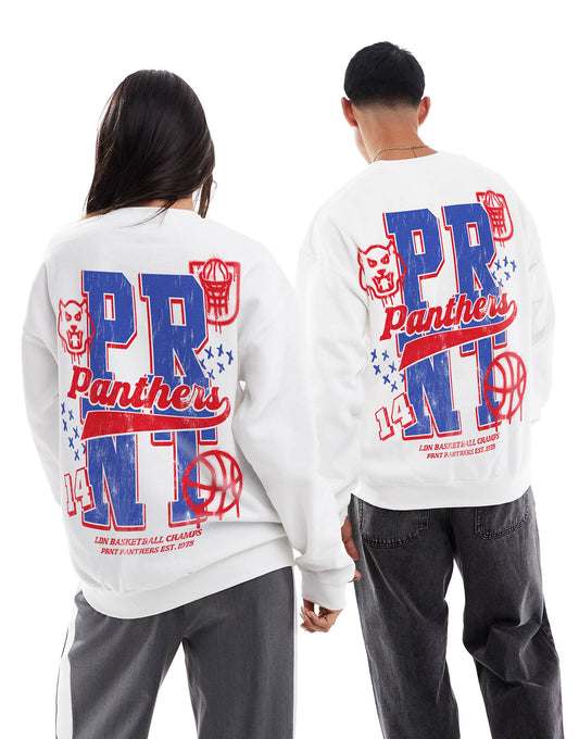 Panthers White Front And Back Print Classic Sweatshirt