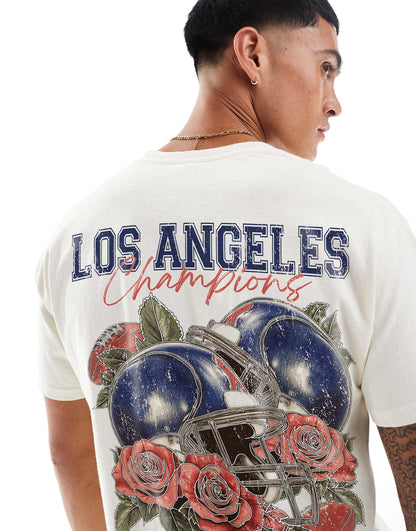 La Champions Front And Back Print Washed T-Shirt