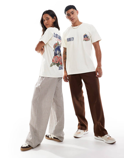 La Champions Front And Back Print Washed T-Shirt