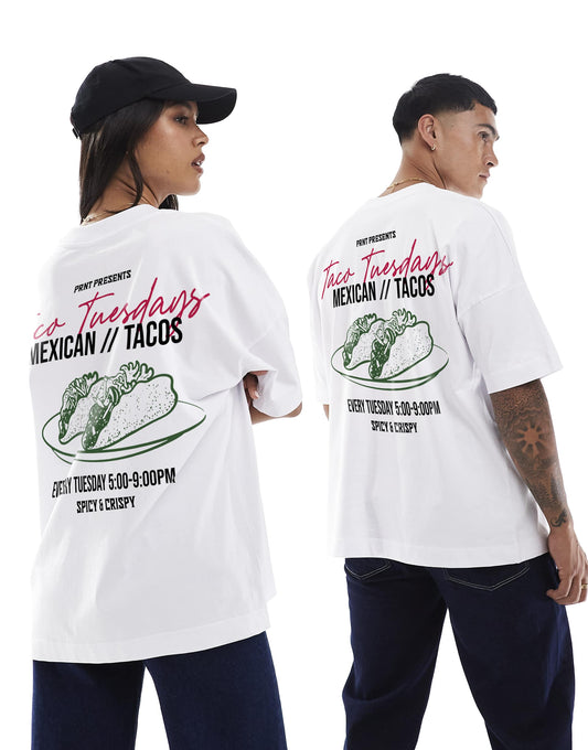 Taco Tuesdays Front And Back Print Oversized T-Shirt