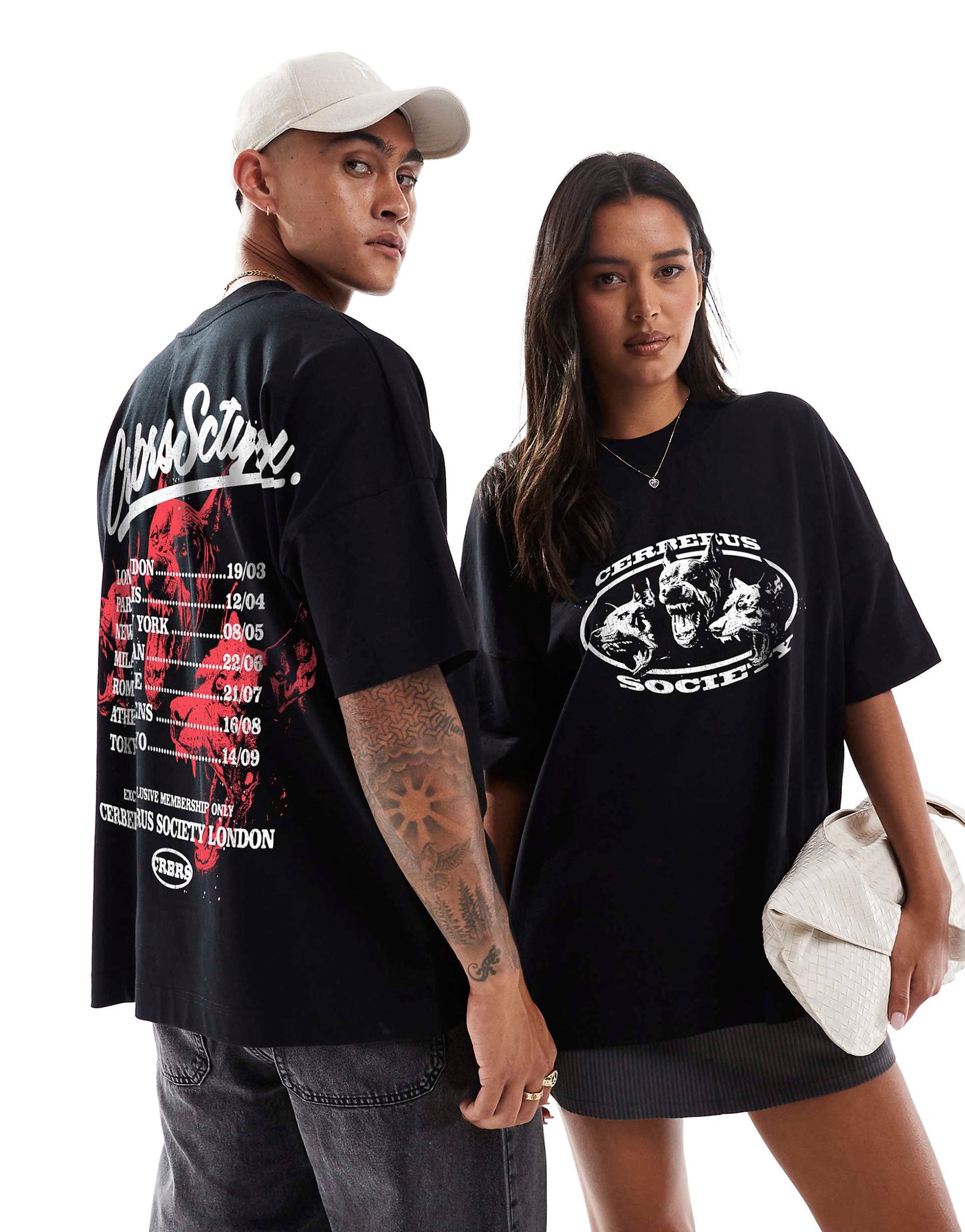 Cerberus Society Front And Back Print Oversized T-Shirt