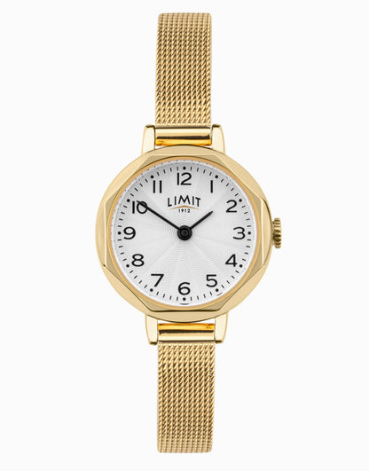 Classic 28Mm Womens Round Gold Analogue Watch