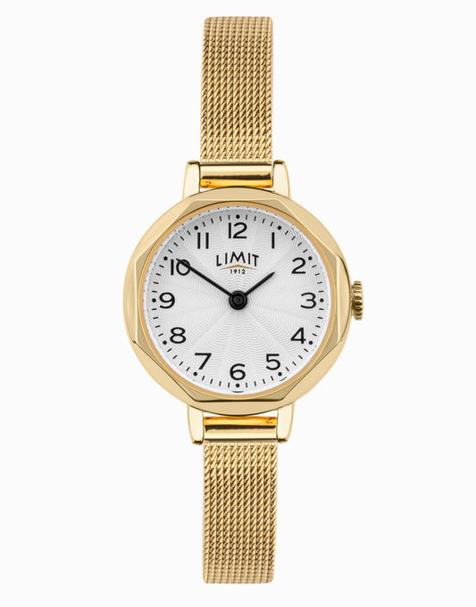 Classic 28Mm Womens Round Gold Analogue Watch