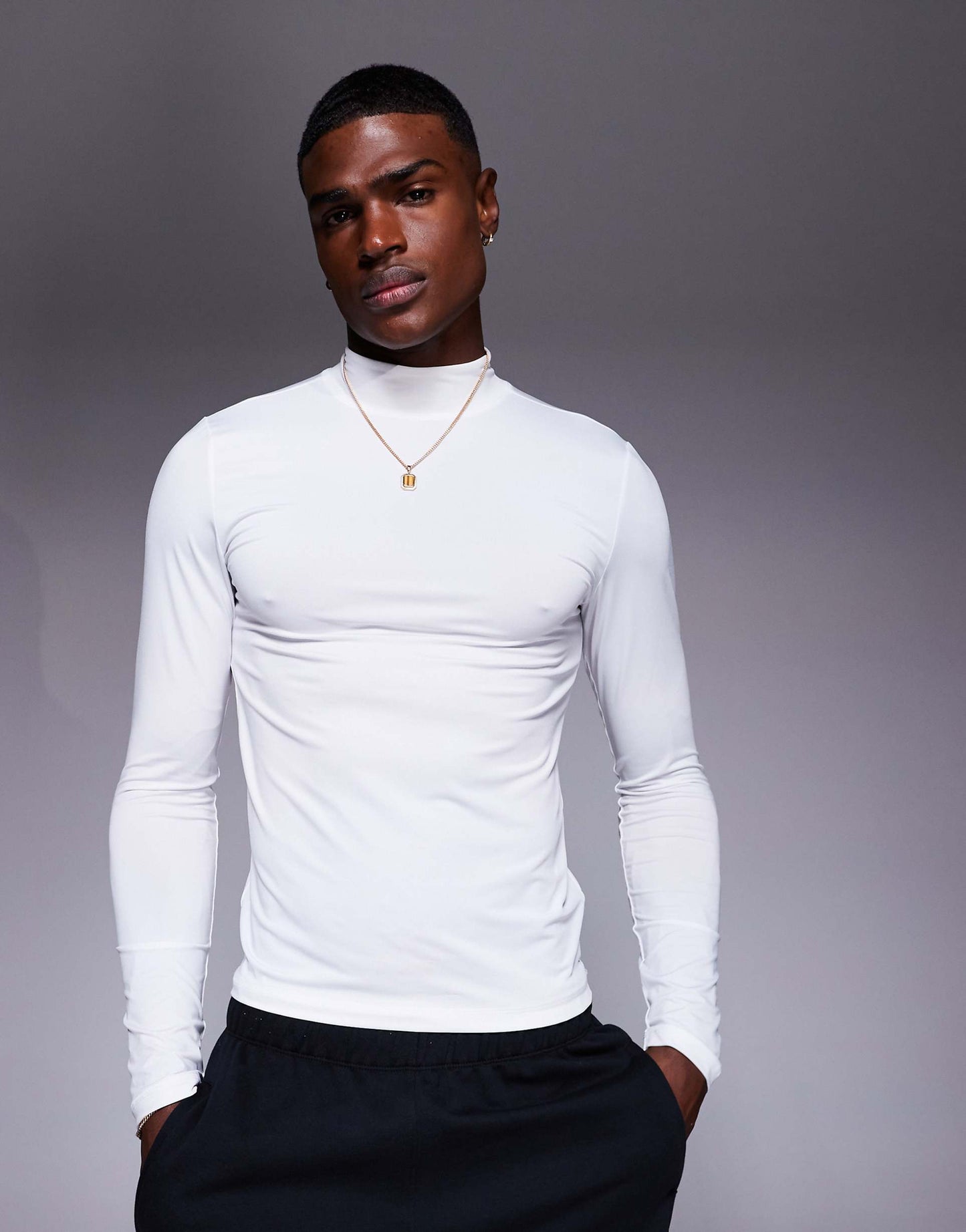 Icon Training Long Sleeve Muscle Fit Base Layer With Mock Neck