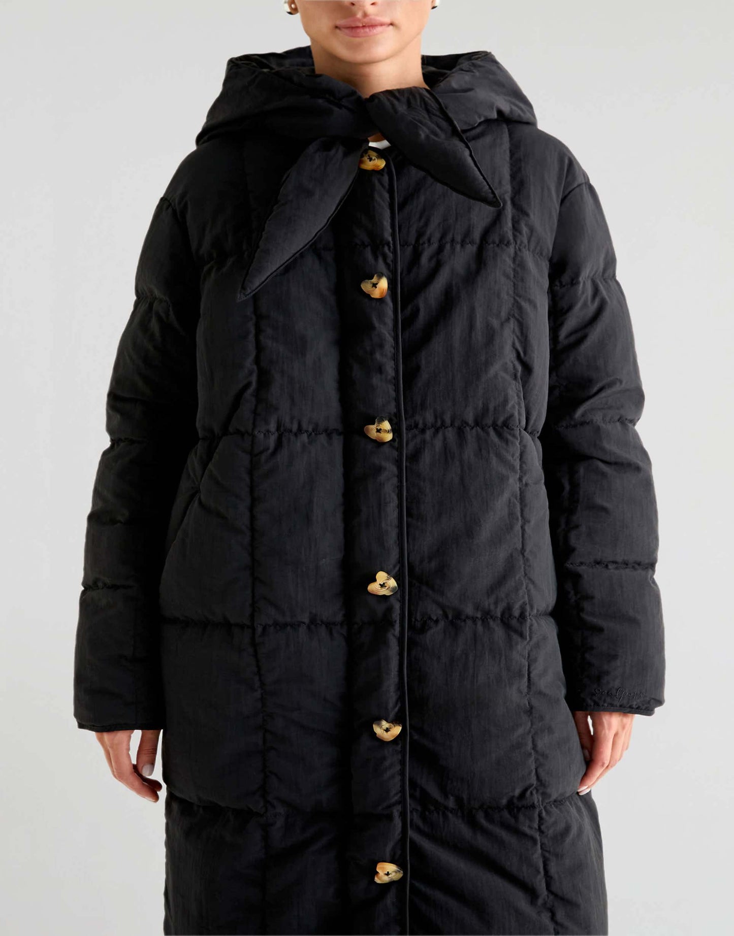 Bow Hoodie Puffer Coat