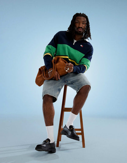 Zip Colorblock Rugby Top