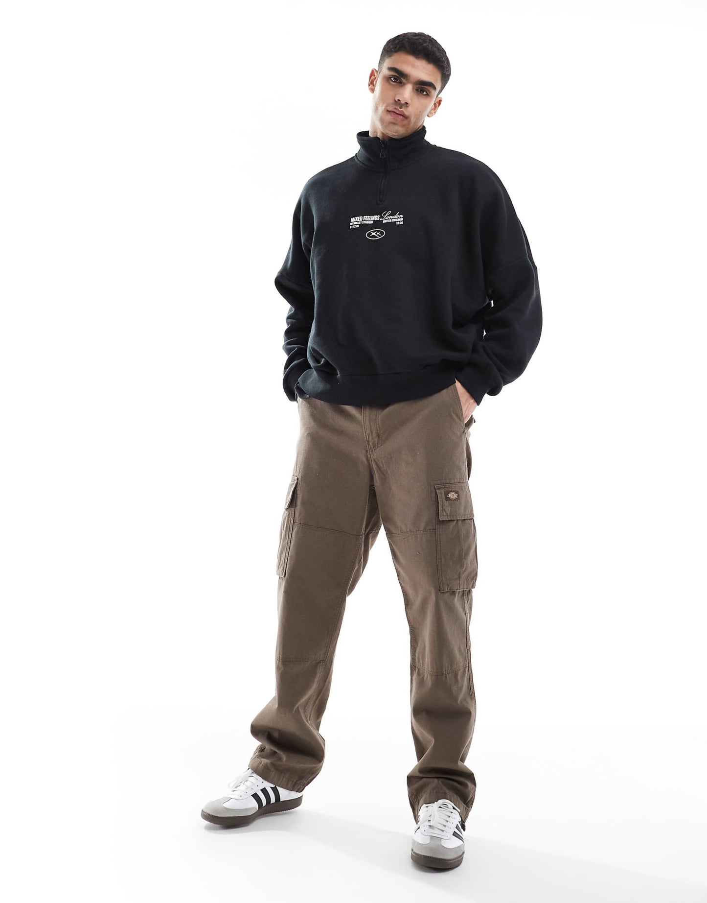 1/4 Zip Piped Back Printed Sweatshirt