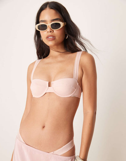 Mesh Ruched Side Bikini Bottom