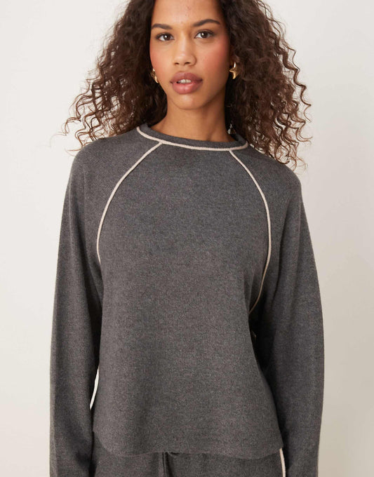 Tipping Crew Neck Long Sleeve Super Soft Top