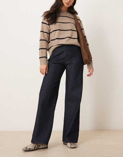 Turn Up Jean With Contrast Faux Leather Binding