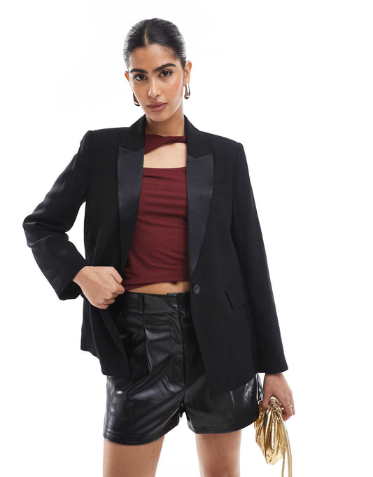 Tailored Blazer With Satin Collar