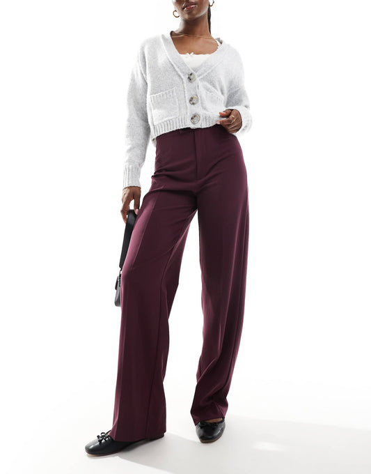 High Waisted Wide Leg Tailored Trouser