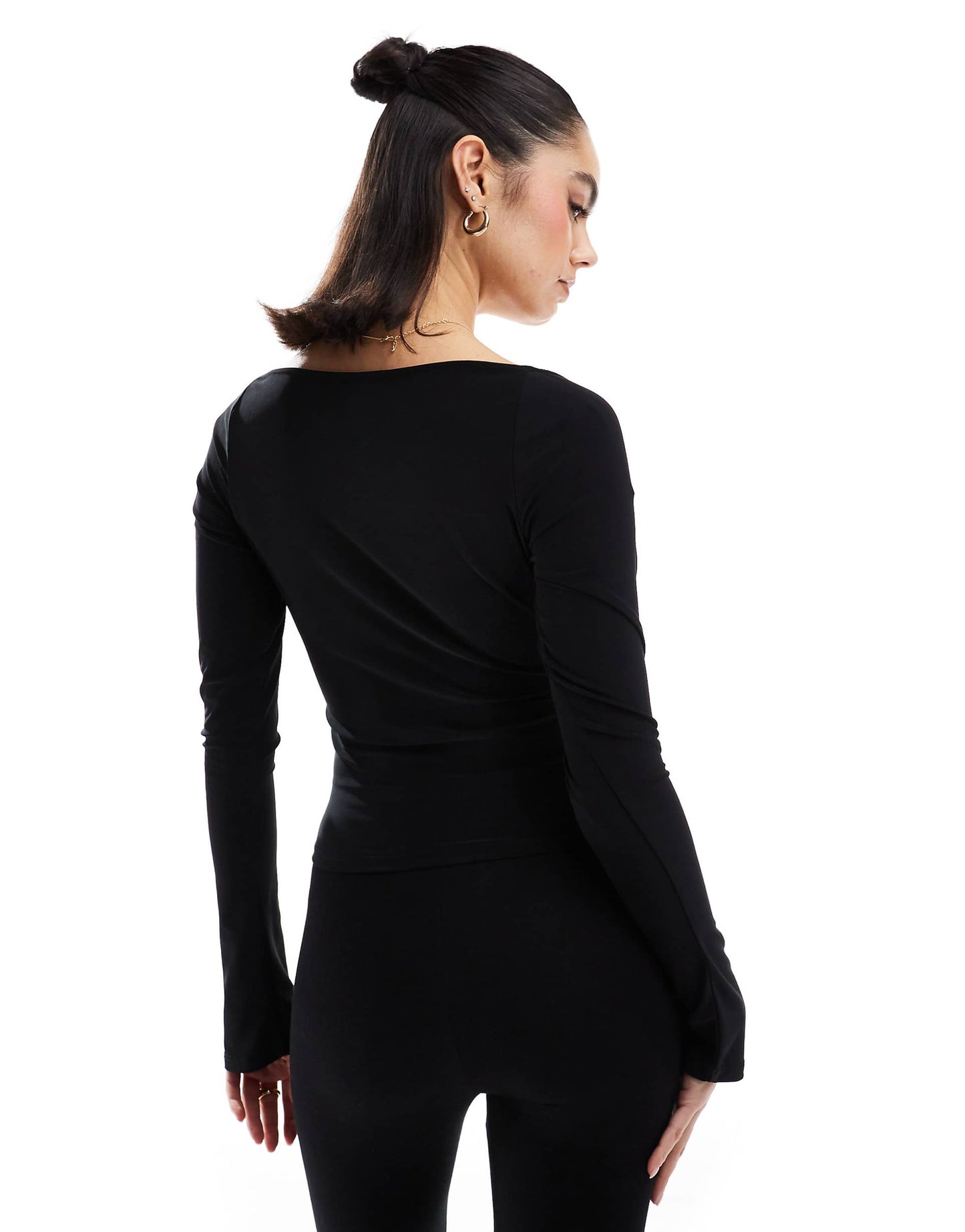 Ruched Long Sleeve Mesh Top