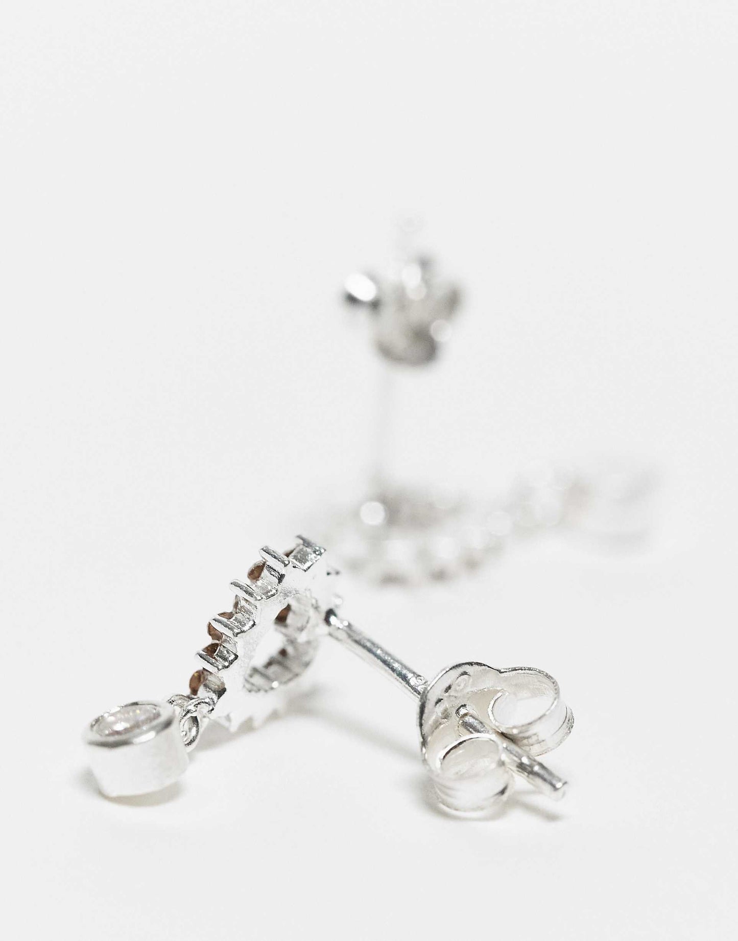 Gemset Cut Out Heart Stud Earring With Gem Charm