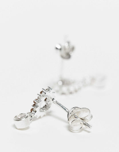 Gemset Cut Out Heart Stud Earring With Gem Charm