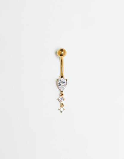 Crystal Teardrop Belly Bar