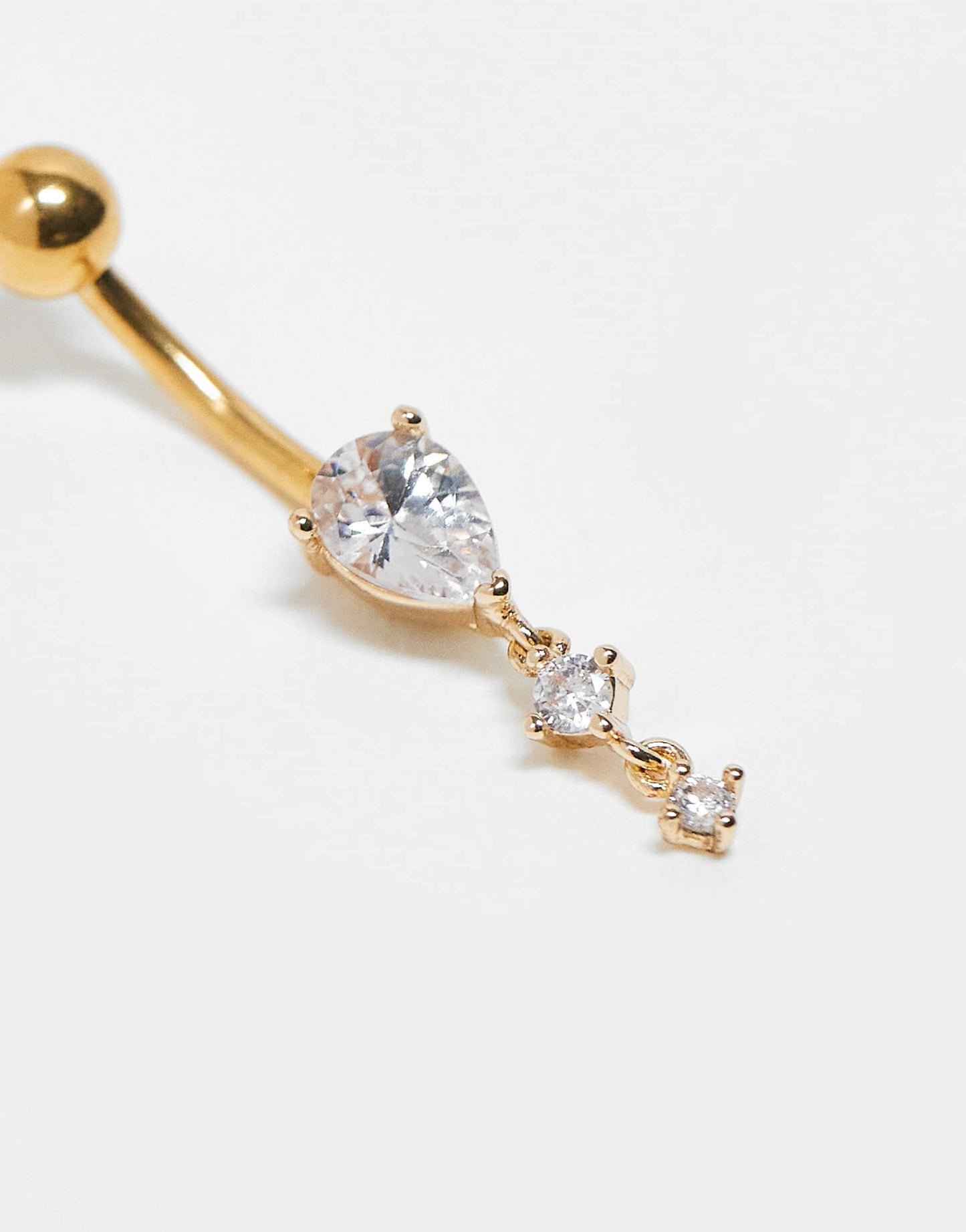 Crystal Teardrop Belly Bar