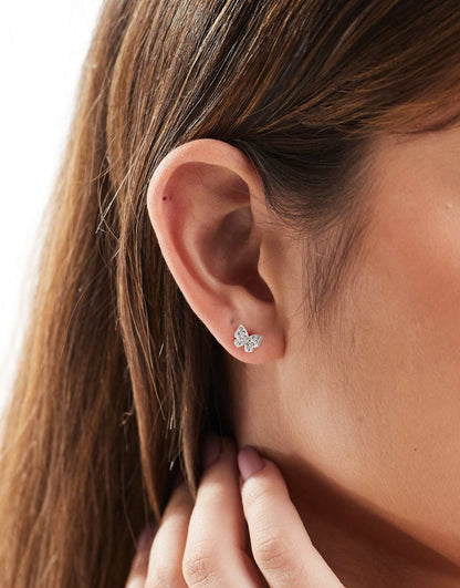 Multi Gem Set Butterfly Stud Earrings