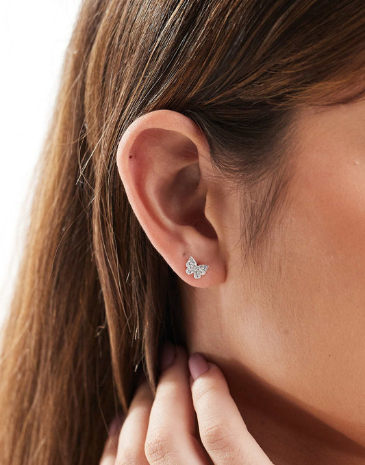 Multi Gem Set Butterfly Stud Earrings