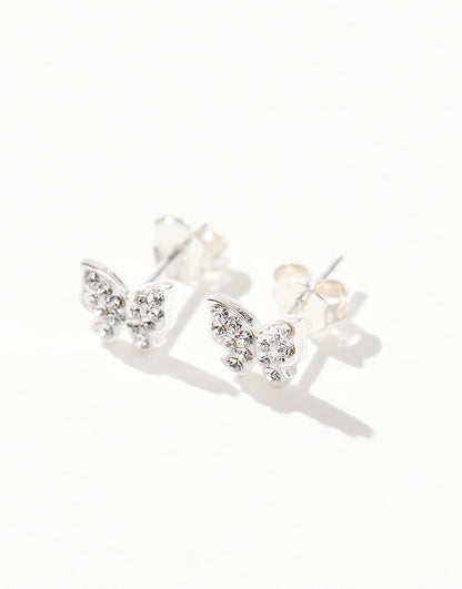 Multi Gem Set Butterfly Stud Earrings