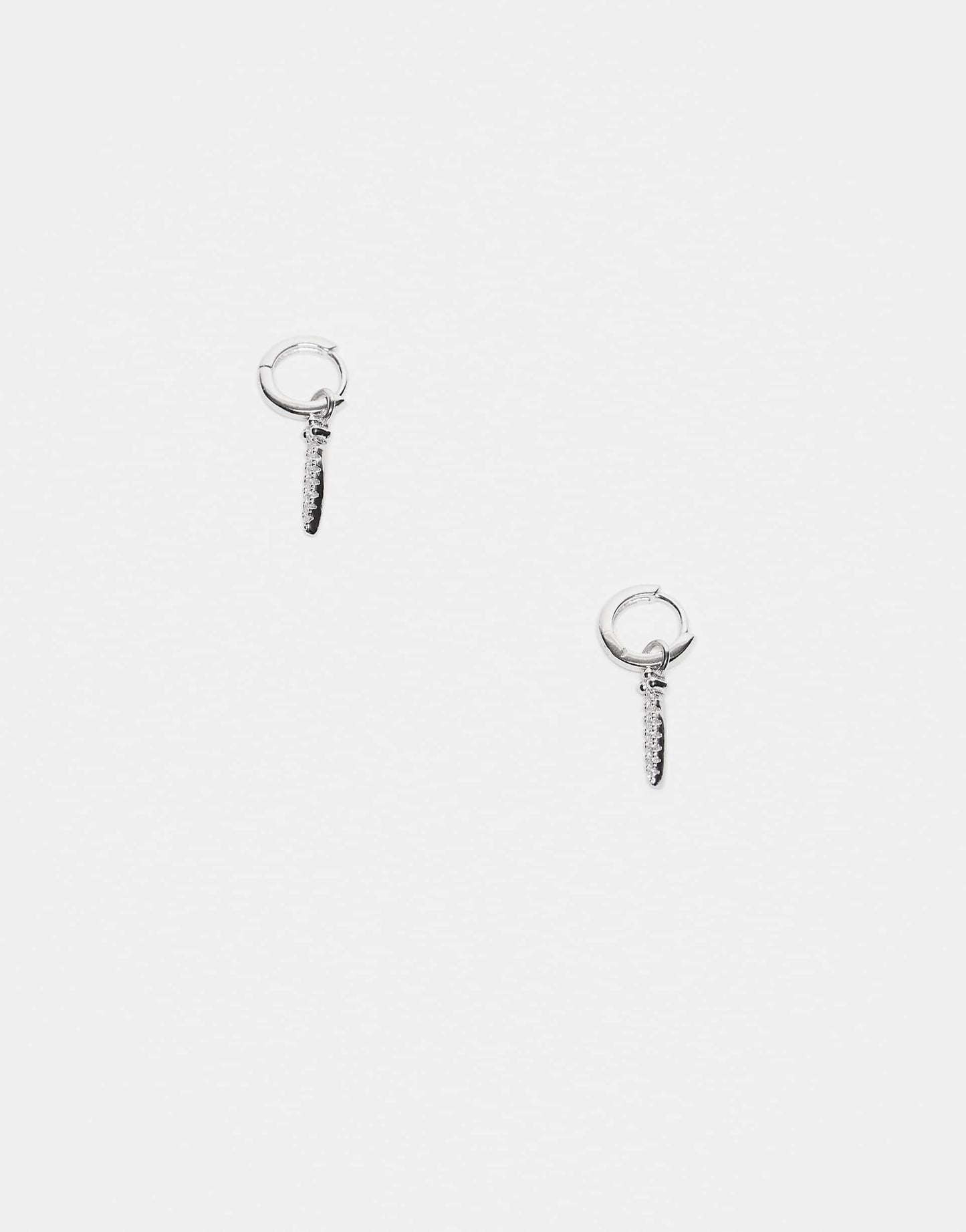 Huggie Hoop Earrings With Cz Long Charm