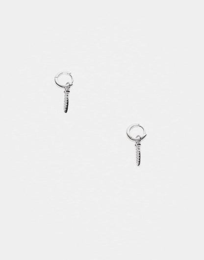 Huggie Hoop Earrings With Cz Long Charm