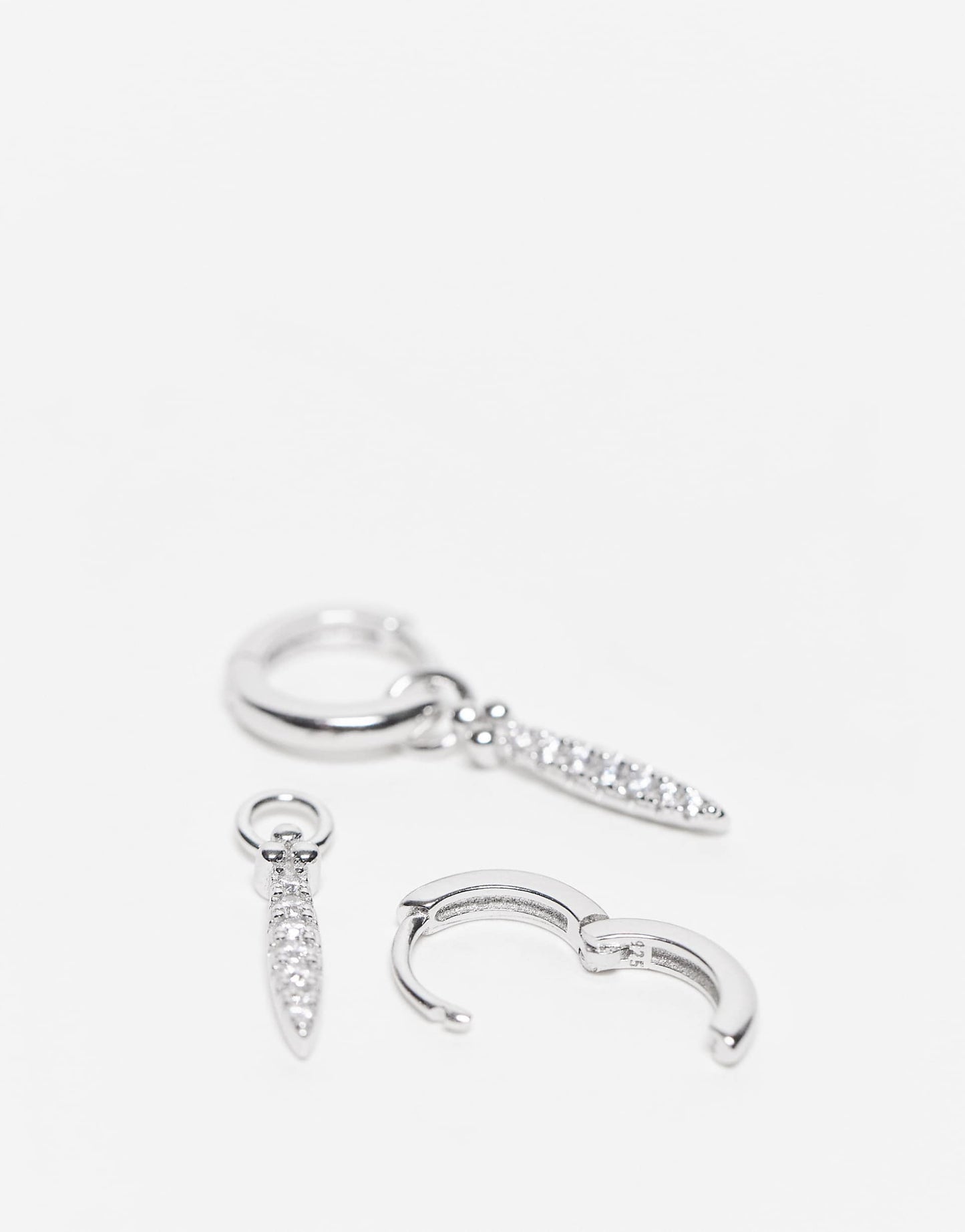 Huggie Hoop Earrings With Cz Long Charm