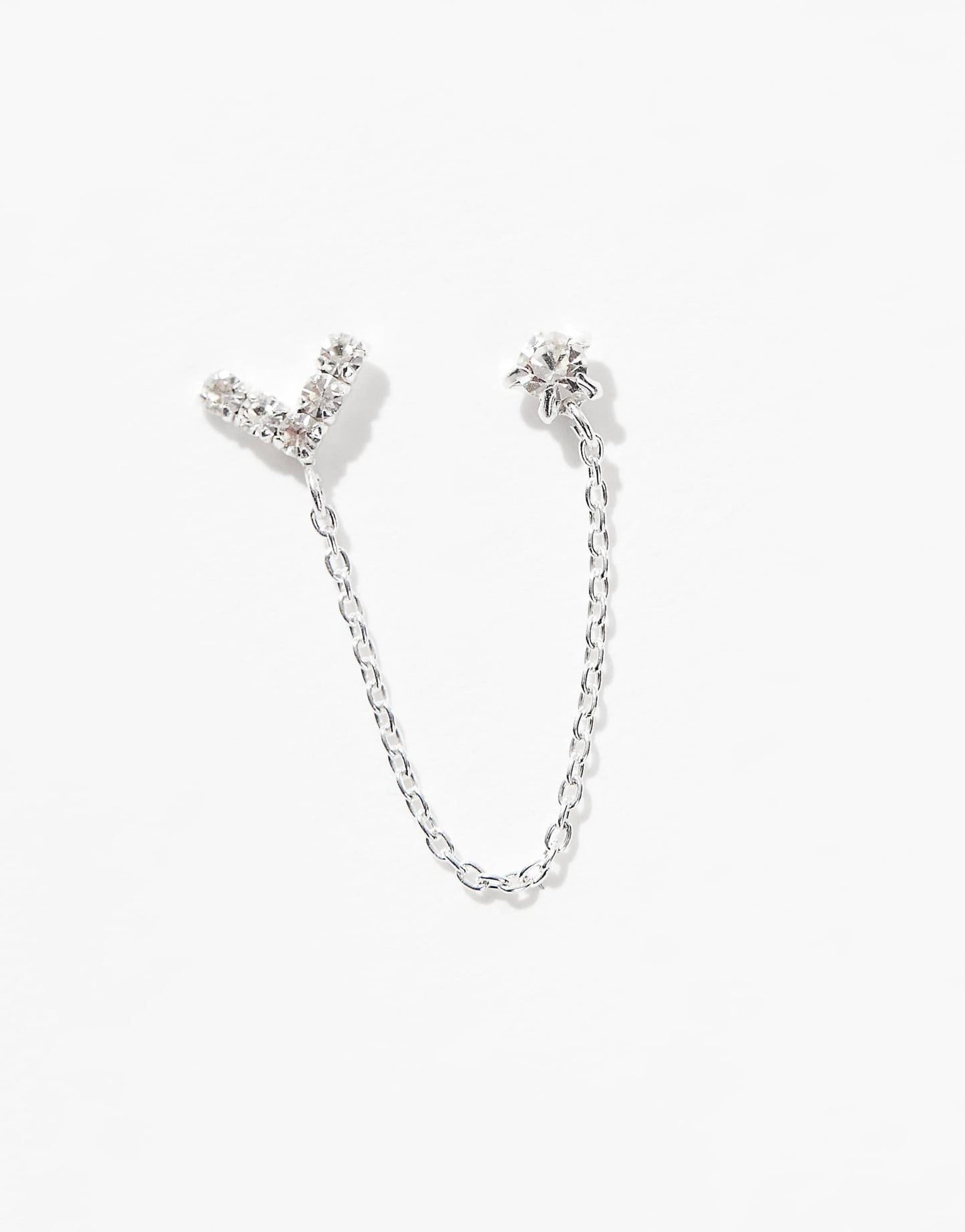 Gemset V Earrings With Chain And Gem
