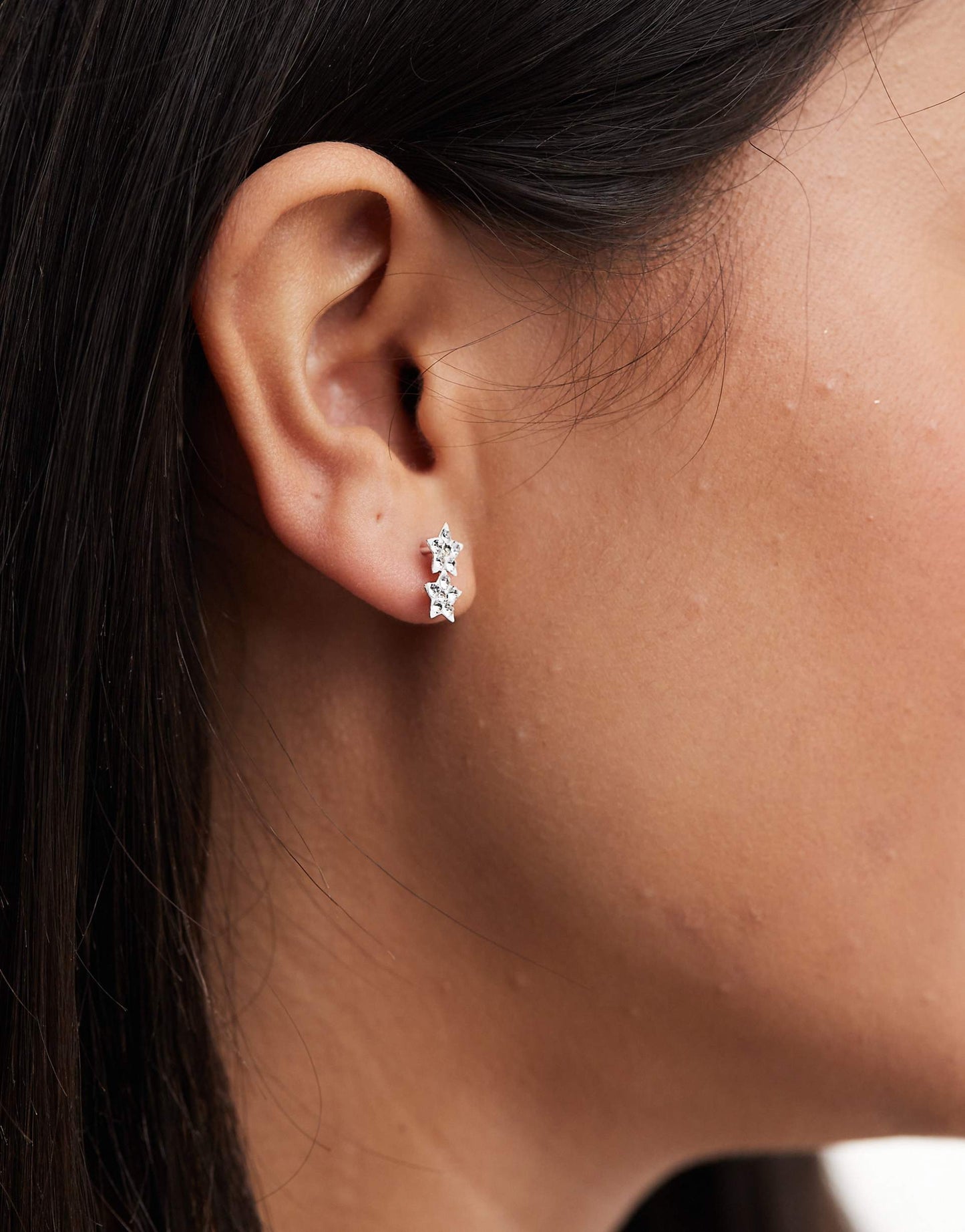 Gemset Double Star Stud Earring
