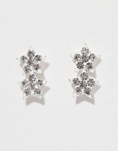 Gemset Double Star Stud Earring