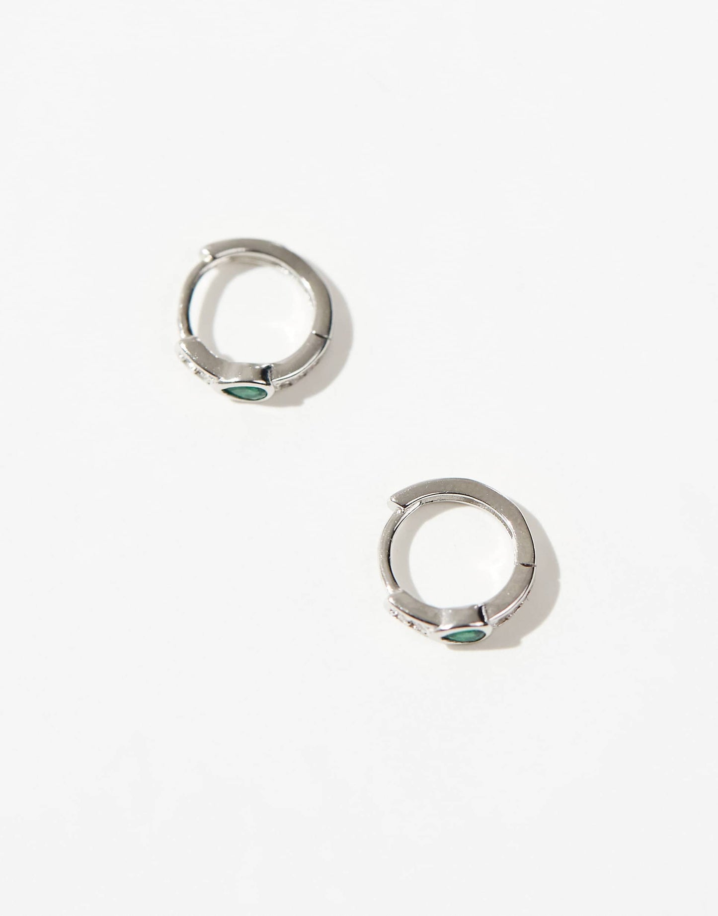 8Mm Emerald Teardrop Huggie Hoop Earrings