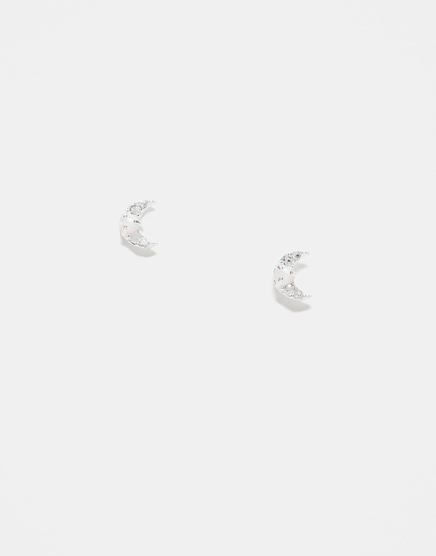 Gemset Moon With Opal Stone Stud Earrings