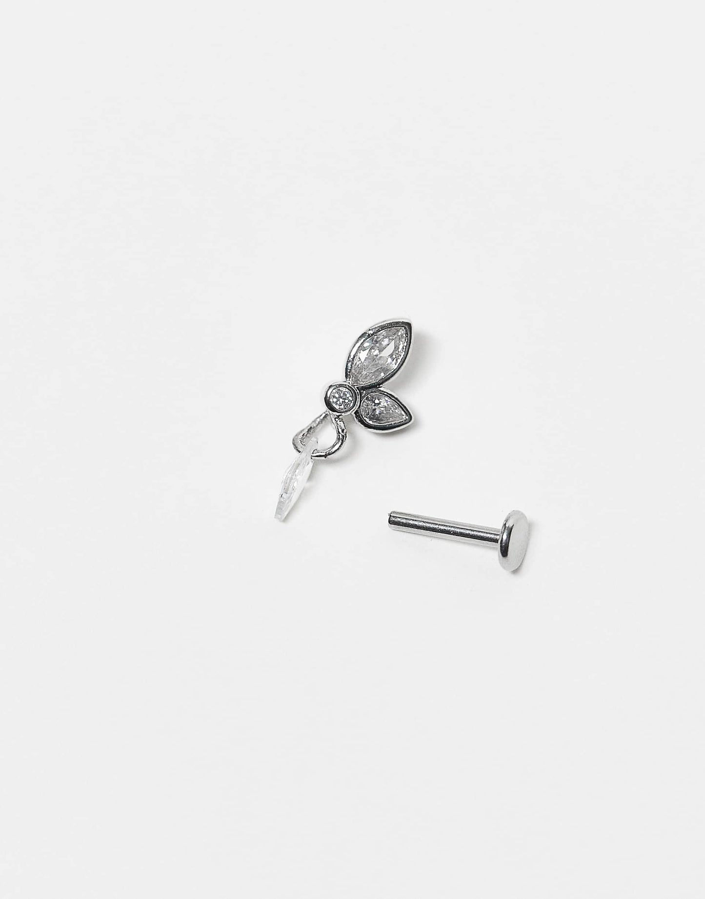Petals With Dangley Crystal 6Mm Labret Ear Piercing