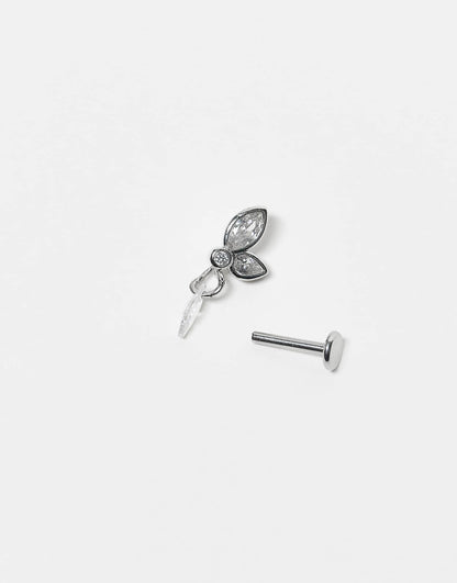Petals With Dangley Crystal 6Mm Labret Ear Piercing