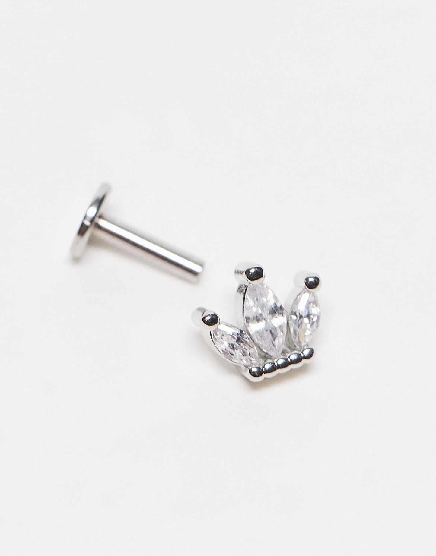 6Mm Multi Crystal Gemset Crown Labret Ear Piercingin Stainless Steel