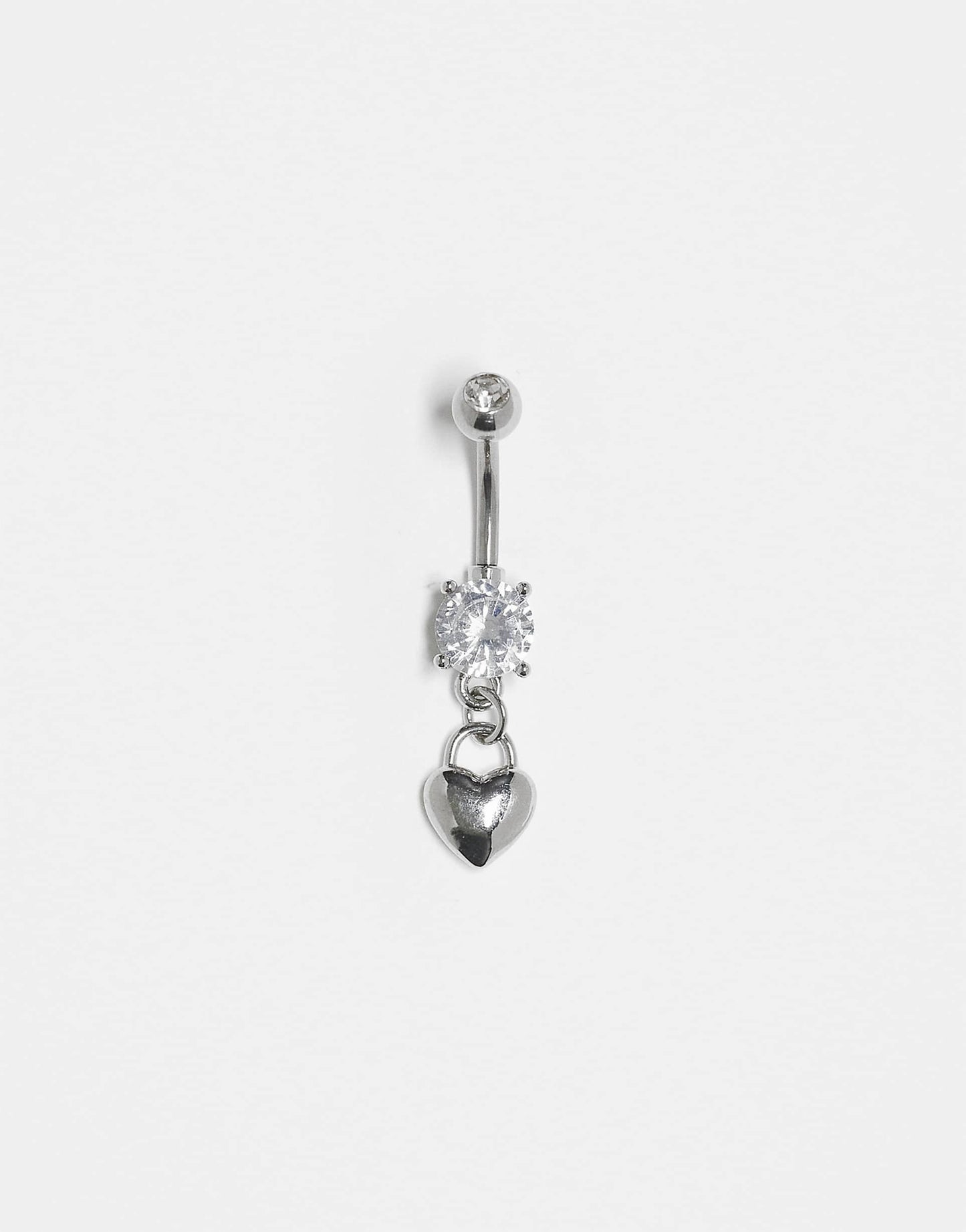 Crystal Belly Bar With Dangling Heart