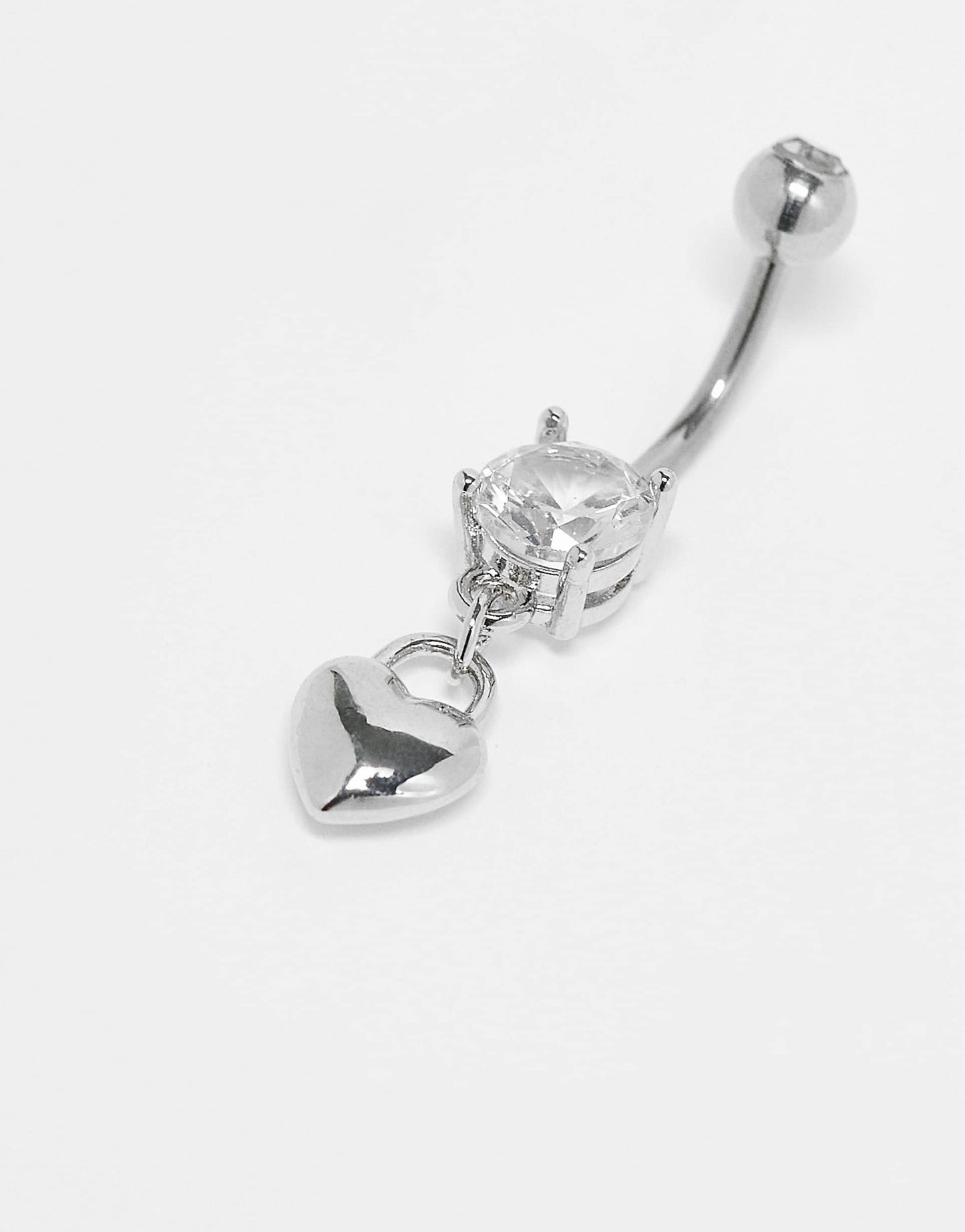 Crystal Belly Bar With Dangling Heart
