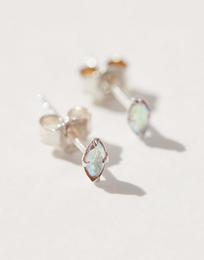 3Mm Gemset Rainbow Petal Stud Earrings