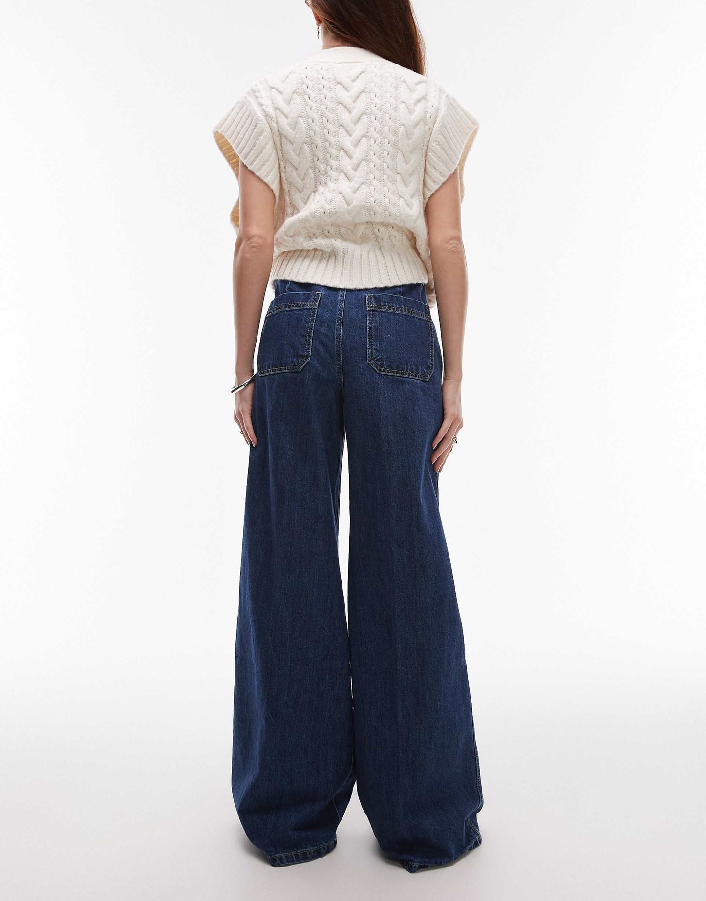 Gold Button Wide Leg Jean