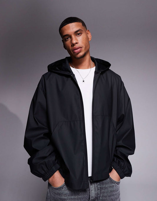 Boxy Oversized Rubberised Rain Jacket