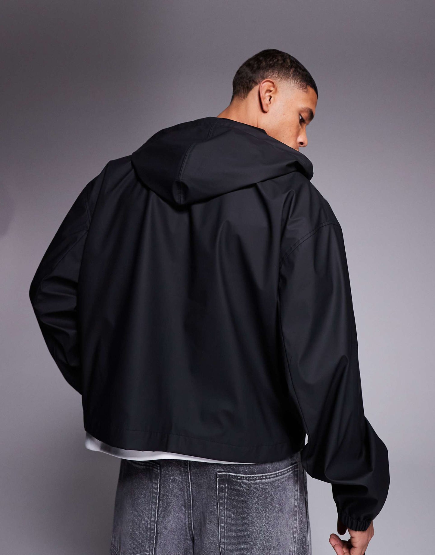 Boxy Oversized Rubberised Rain Jacket
