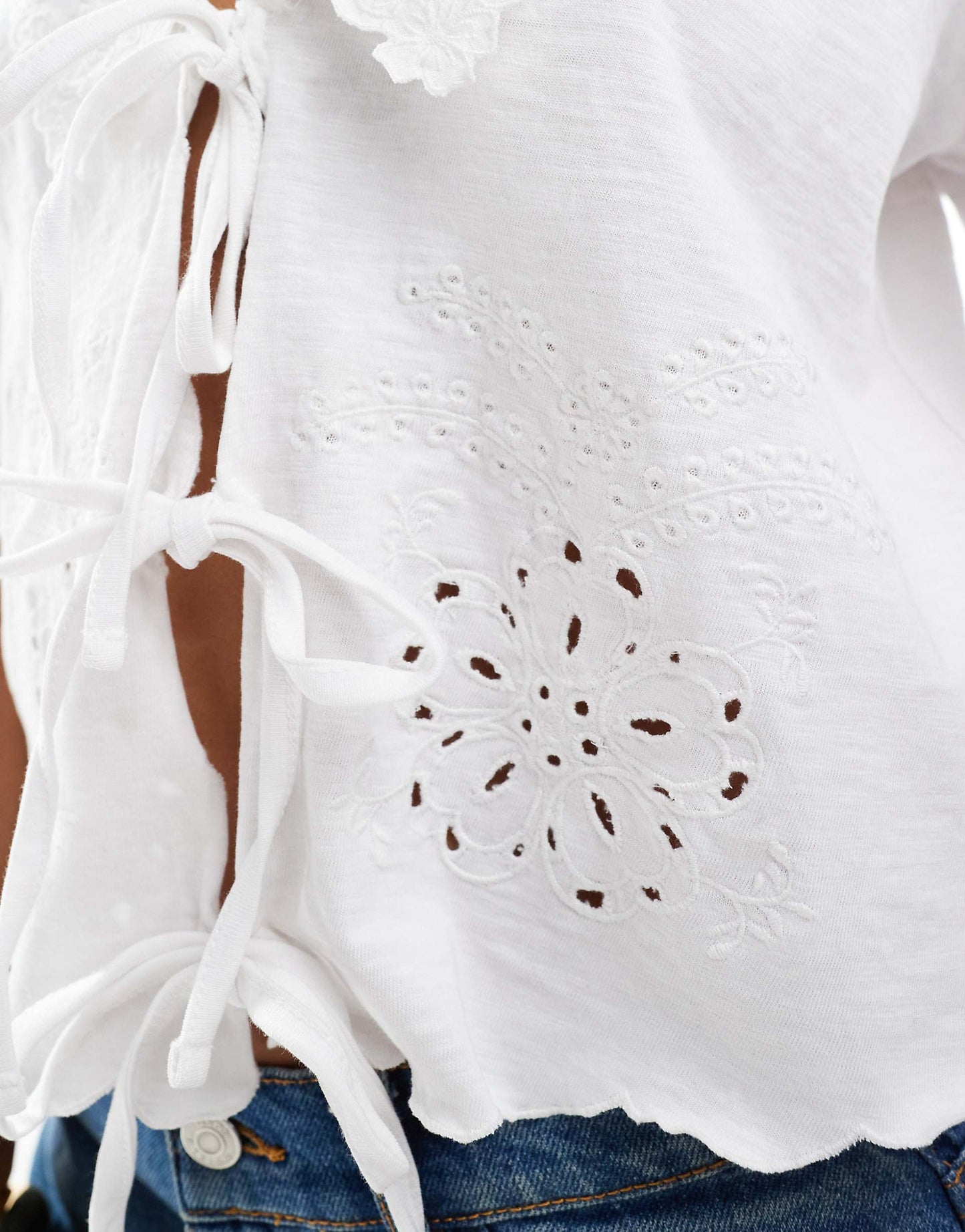 Collared Tea Blouse With Broderie Detail