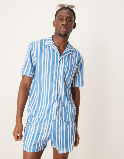 Stripe Short Sleeve Beach Shirt